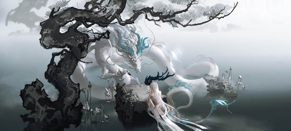 dragon desktop 5957x2694 wallpaper