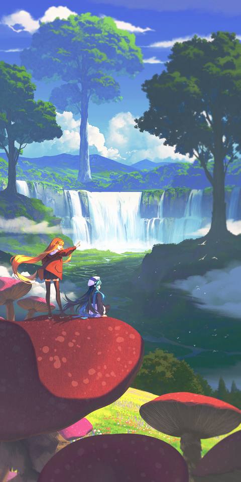 waterfall phone 1800x3600 wallpaper